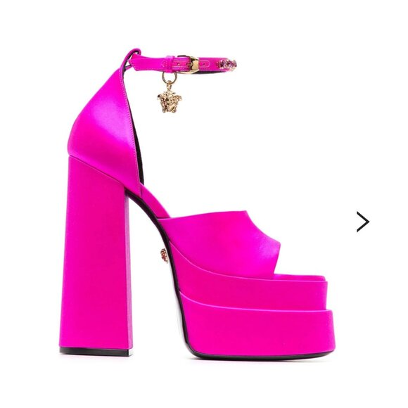 NWT Versace Medusa Aevitas Deep Pink Platform Sandals 🎀 Size 39/9 - Picture 11 of 12
